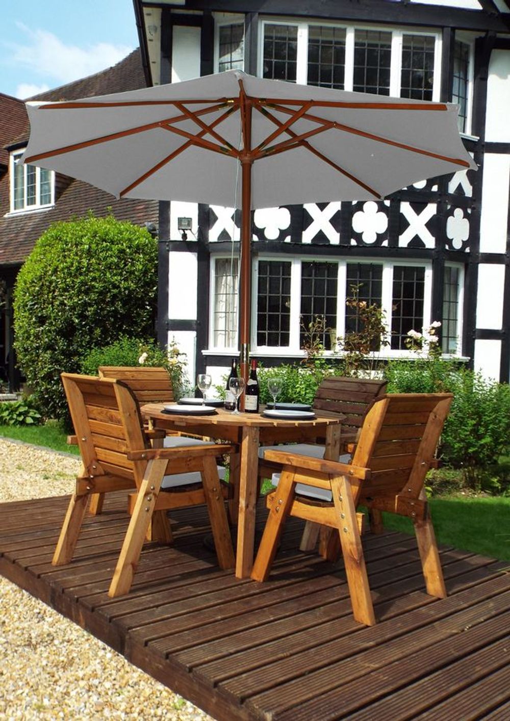 Four Seater Round Wooden Table Set