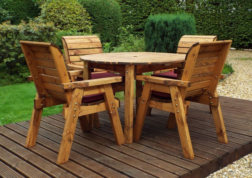 Four Seater Round Wooden Table Set